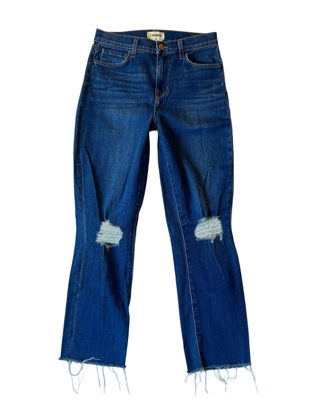 L'Agence jeans 26 Straight leg crop Distressed Frayed Mid rise Stretch Womens
